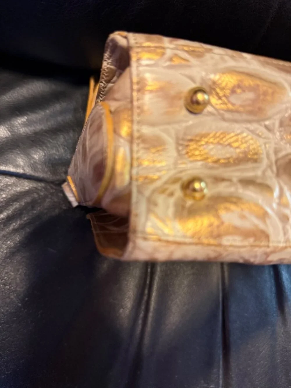 Vintage Brahmin Medium Christine (?) Champagne Orinoco Shoulder Bag